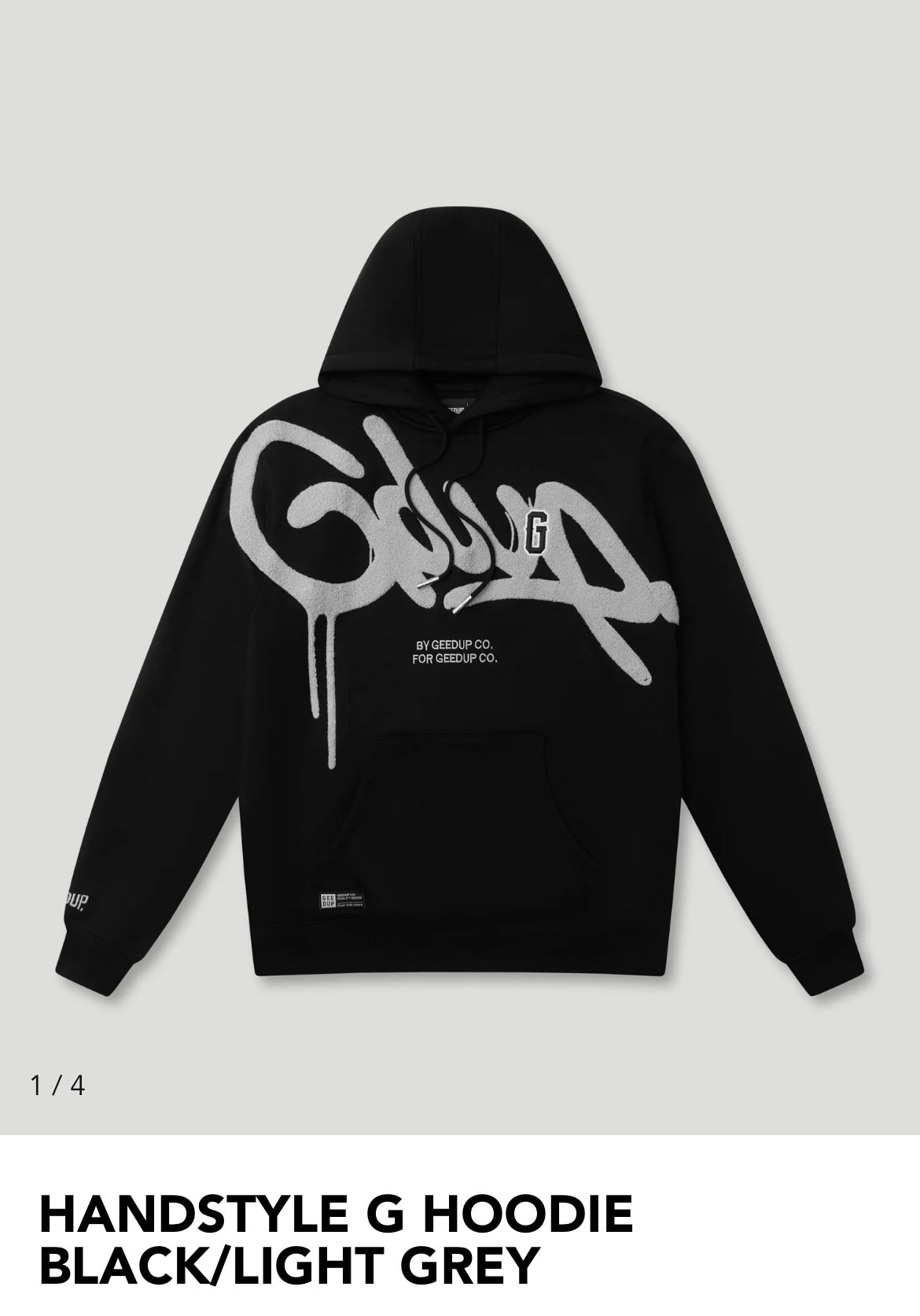 Geedup Handstyle G Hoodie Black/Light Grey Extra Small & Large & X-Large & 2XL Brand New Authentic