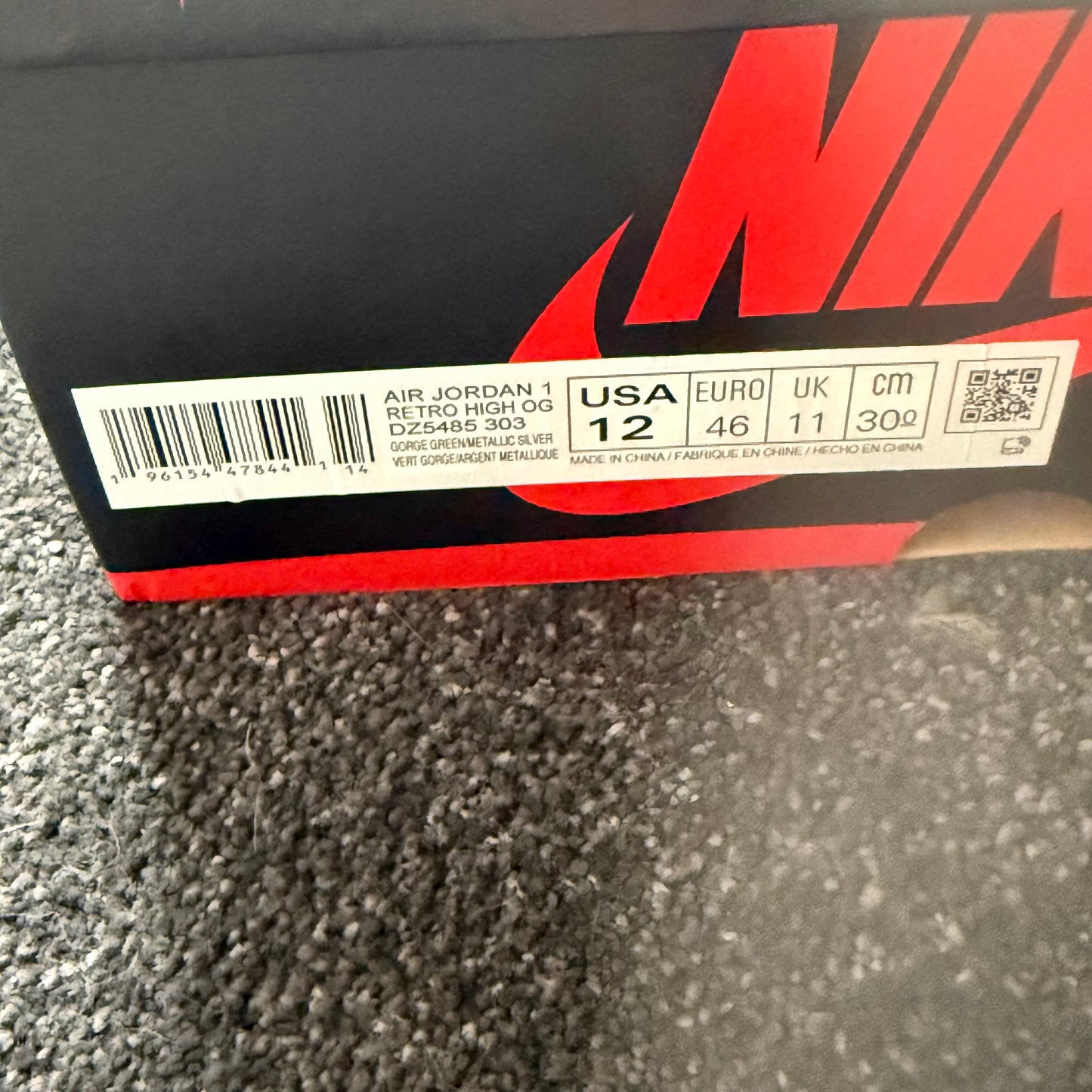 Jordan 1 Retro High Og Gorge Green 12M Brand New Authentic