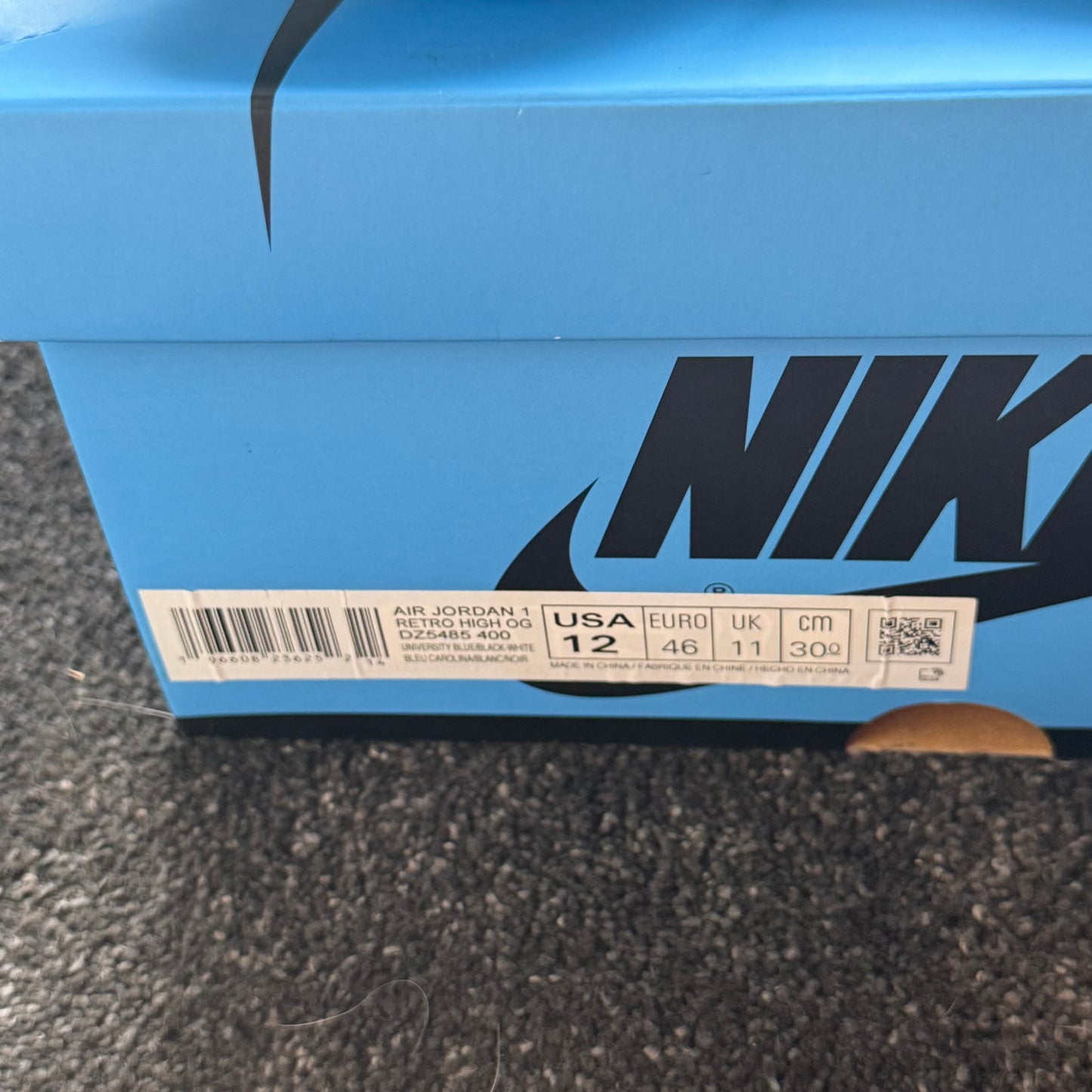 Jordan 1 Retro High OG Unc Toe 12M Brand New Authentic