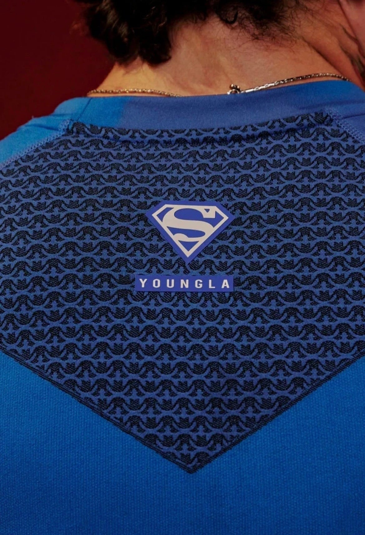 Youngla SUPERMAN COMPRESSION GYM TEE 4117 BLUE MEDIUM