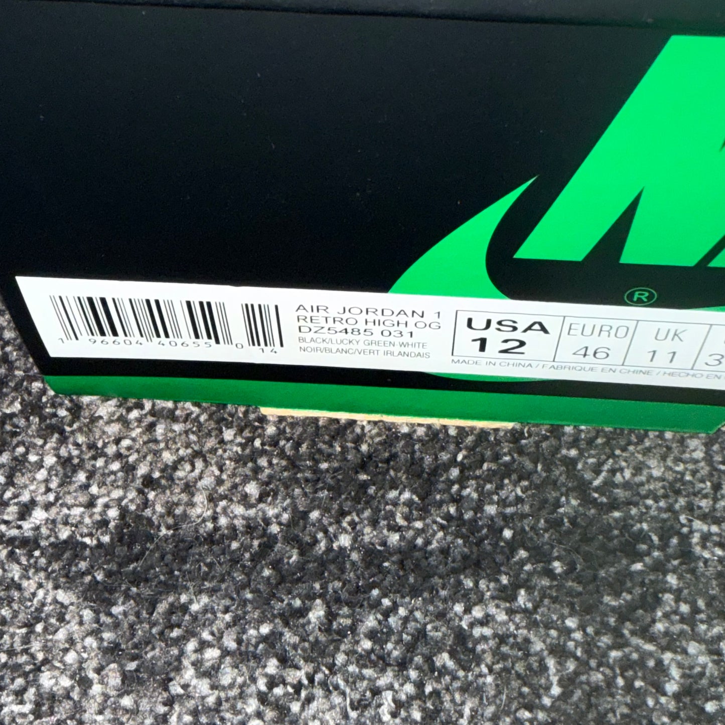 Jordan 1 Retro High OG Lucky Green 12M Brand New Authentic