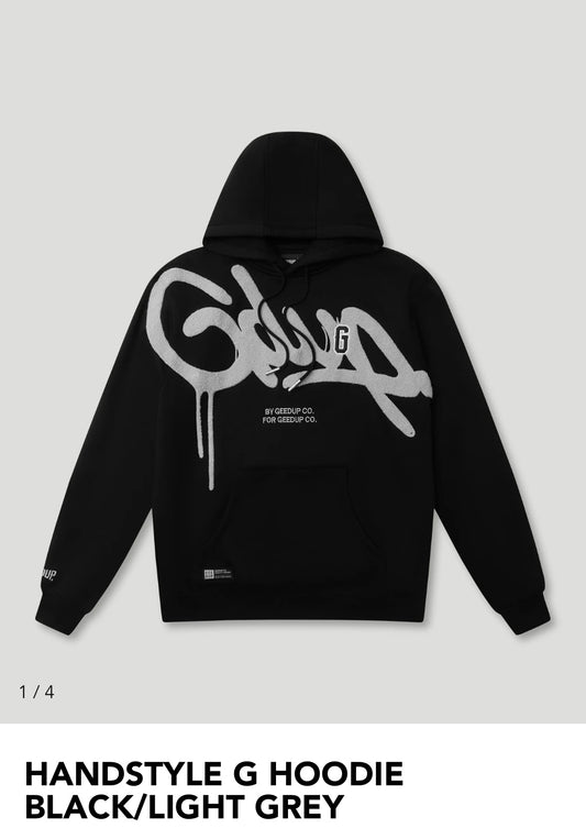 Geedup Handstyle G Hoodie Black/Light Grey Extra Small & Large & X-Large & 2XL Brand New Authentic