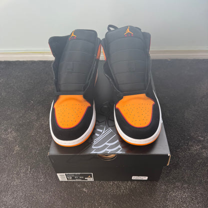 Jordan 1 Mid Fat Tongue Black Orange 12M Brand New Authentic