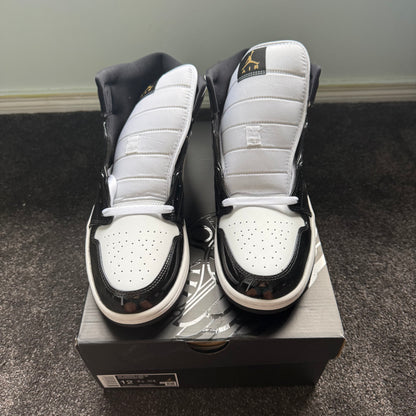 Jordan 1 mid Patent Black White Gold 12M Brand New Authentic