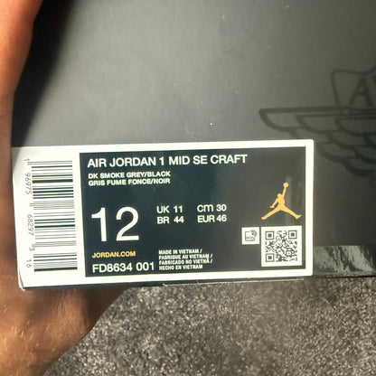 Jordan 1 Mid Se Craft Dark Smoke Red 12M Brand New Authentic