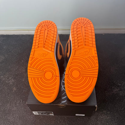 Jordan 1 Mid Fat Tongue Black Orange 12M Brand New Authentic