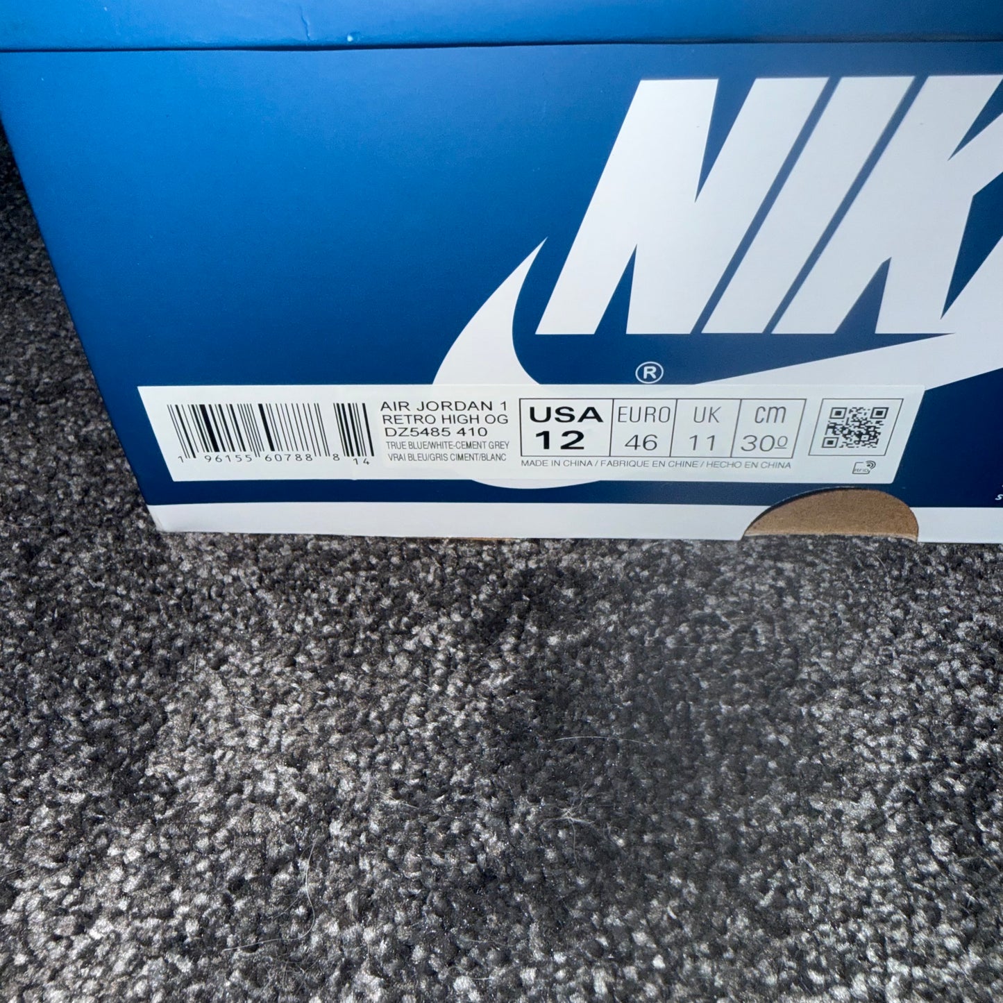 Jordan 1 Retro High OG True Blue 12M  Brand New Authentic