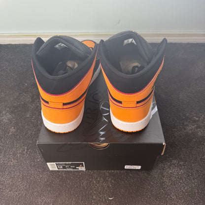 Jordan 1 Mid Fat Tongue Black Orange 12M Brand New Authentic