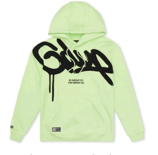 Geedup Handstyle Hoody Pastel Green/Black 3XL & 4XL