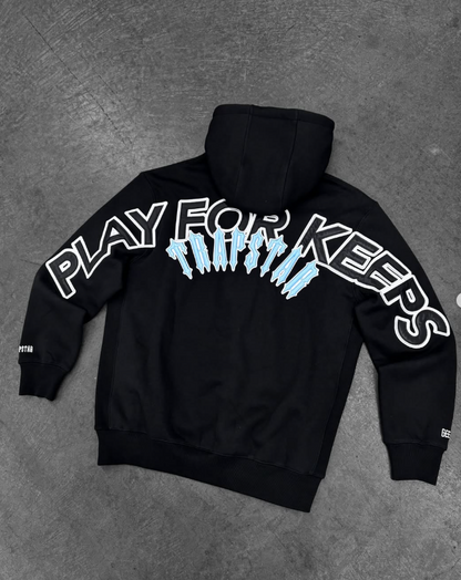 Geedup Play For Keeps x Trapstar Irongate Hoodie Black/Cool Blue XS - 4XL Per Order
