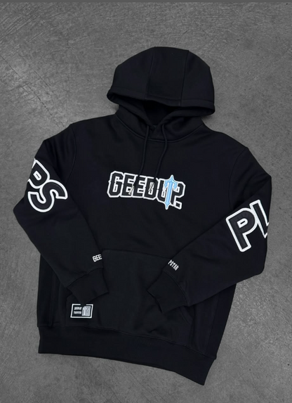 Geedup Play For Keeps x Trapstar Irongate Hoodie Black/Cool Blue XS - 4XL Per Order