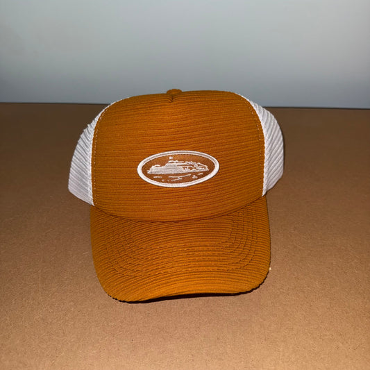 CORTEIZ SHORT PEAK SUNBURN ORANGE TRUCKER HAT Brand New with tags