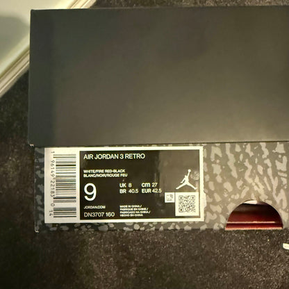 Jordan 3 Retro Fire Red (2022)
 9M Used Great Condition
