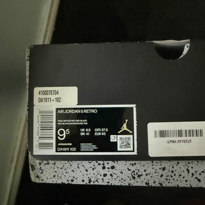 Jordan 5 Retro Fire Red Silver 9.5M USED Great Condition