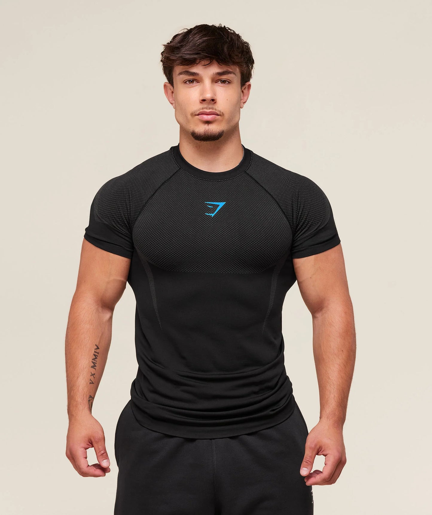 Gymshark Onyx 5.0 Seamless T-Shirt - Black /Onyx Grey Extra Large INHAND